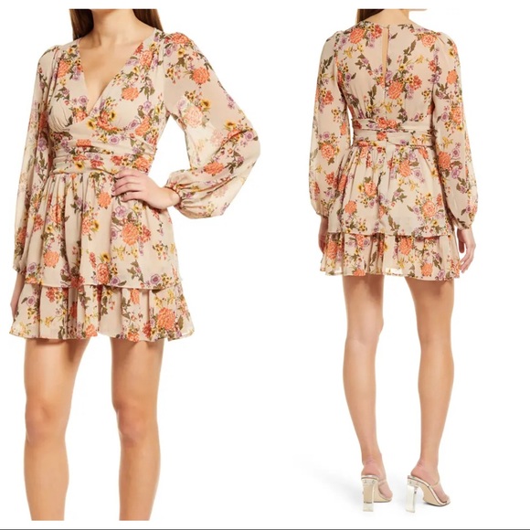 Lulus Dresses & Skirts - Lulu’s Sweet Type of Love Floral Long Sleeve Minidress